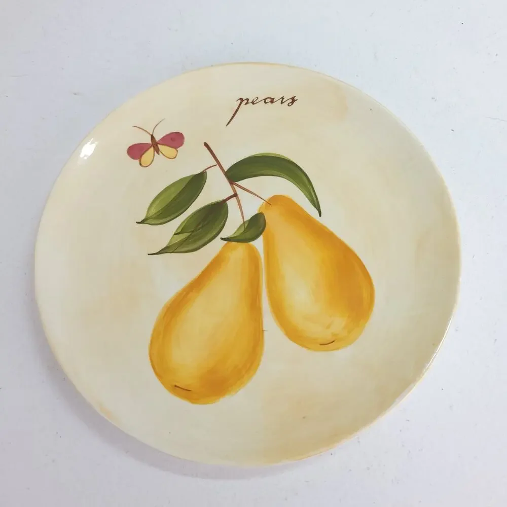 Pier 1 Provence Salad Plates Glazed Earthenware Pear Apple Orange Raspberry
